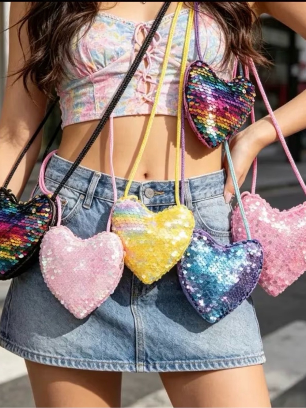 Sequin Heart Crossbody Bag Choose Your Favorite